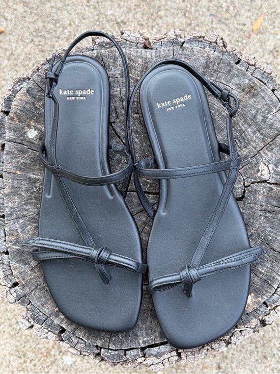 kate spade Shoes - kate spade Black Leather Minimalist Strappy Sandals